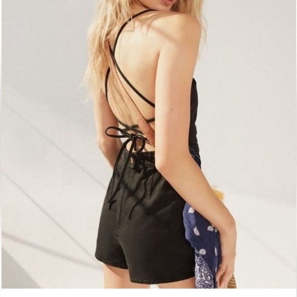 Urban Outfitters Black Denim Romper * NWT - Picture 2 of 7